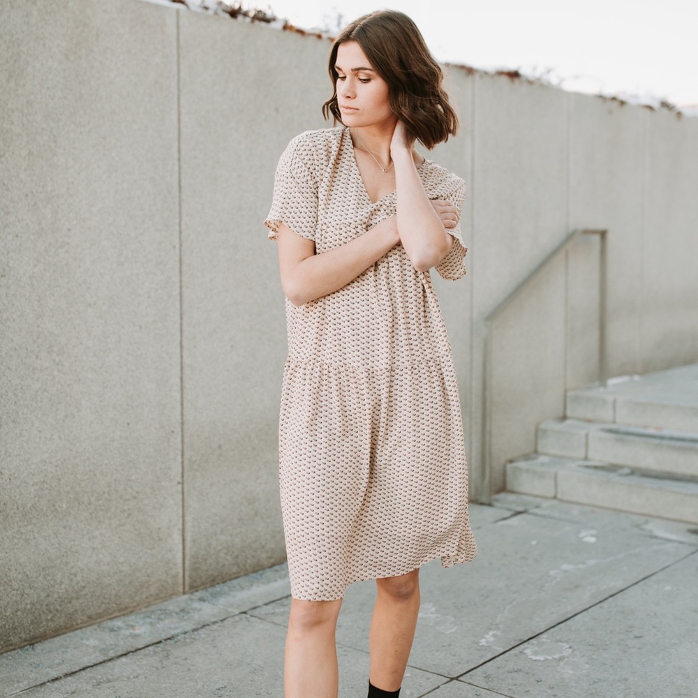 Piper & Scoot Pulley Patterned Tiered Dress NWOT